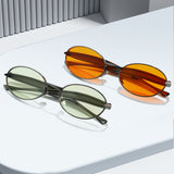 European and American New Oval Small Frame European and American Sunglasses for Men and Women, High-End Fashion Personalized Metal Trendy Sunglasses