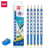 Deli elementary school student non-toxic hole pencil first grade kindergarten hb thick rod 2b hole pen triangle Rod wholesale