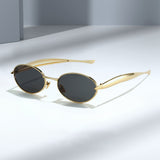 European and American New Oval Small Frame European and American Sunglasses for Men and Women, High-End Fashion Personalized Metal Trendy Sunglasses