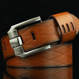 Men's Retro Pin Buckle Belt - Embossed Imitation Leather Casual Belt