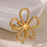 Gold Floral Adjustable Ring for Women – Stainless Steel Fashion Jewelry