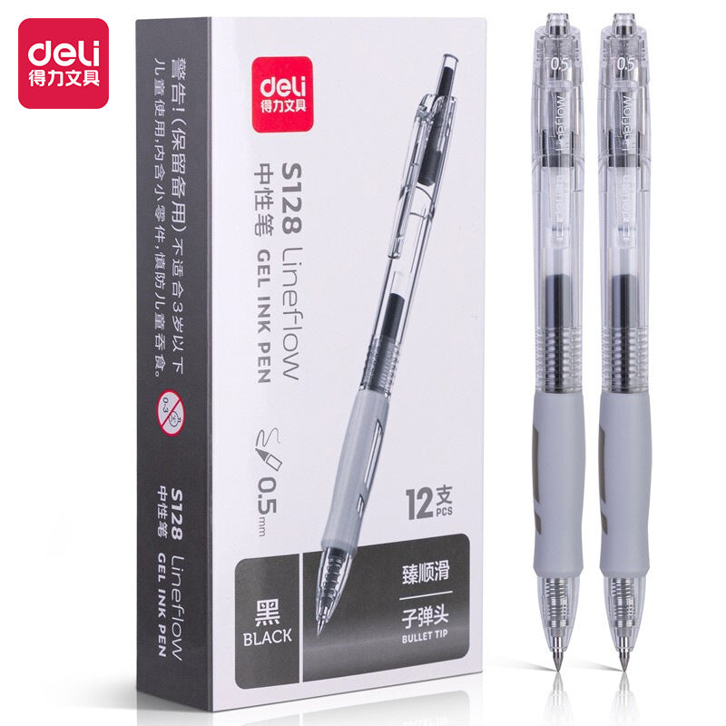 Deli stationery press gel pen 0.5 bullet pen students press pen examination brush office s08 pen