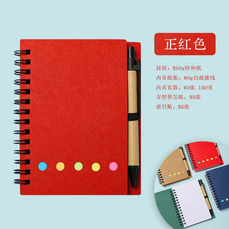 Kraft Paper Spiral Notebook with Customizable Sticky Notes, Self-Adhesive Tear-Off Memo Pads, Customizable Sticky Notes
