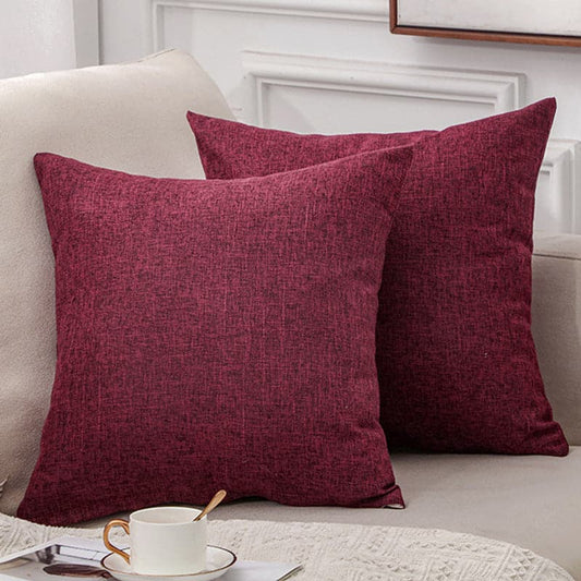 2pcs/Set Decorative Throw Pillow Covers - Textured Linen Look