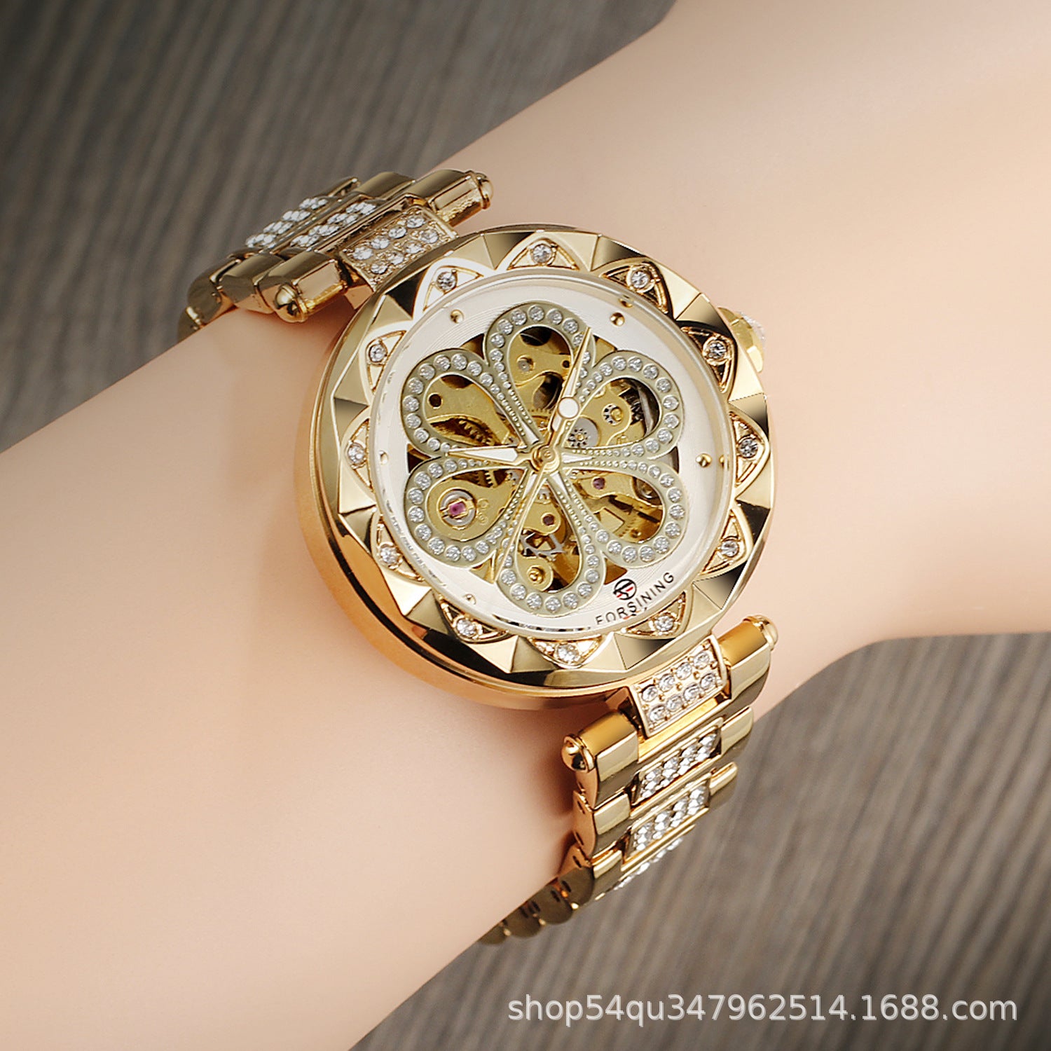 Forsining Women's Luxury Mechanical Watch with Hollow Dial