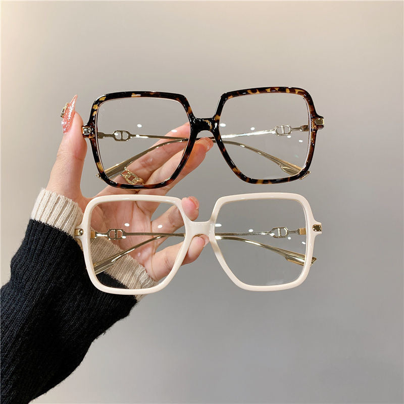 2023 in stock direct supply of anti-blue light Europe and the United States flat glasses goggles cross-border fashion large frame metal glasses frame