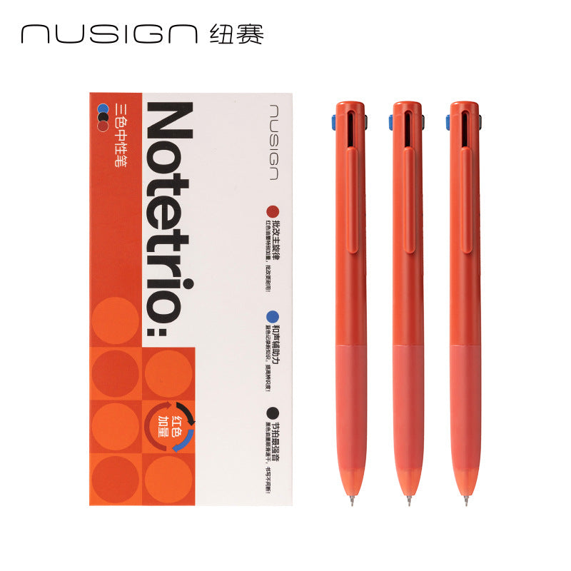 Deli Ns565 Three-Color Retractable Pen 0.5mm Multi-Color Model for Students to Take Notes with Blue and Red Pens for Marking Mistakes