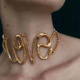 LOVE Letter Pendant Necklace – Trendy Hip-Hop Statement Jewelry for Women