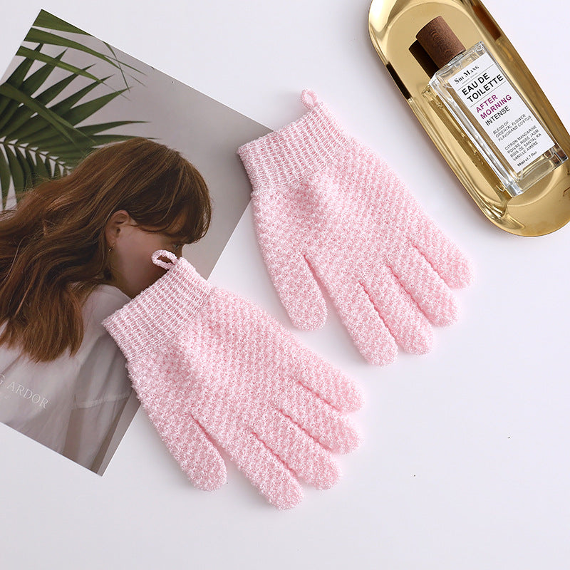 Factory direct supply creative five-finger jacquard bath rub back bath frosted gloves double-sided bath towel