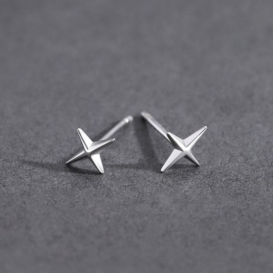 Unisex Star Earrings – Minimalist Silver Geometric Mini Earrings