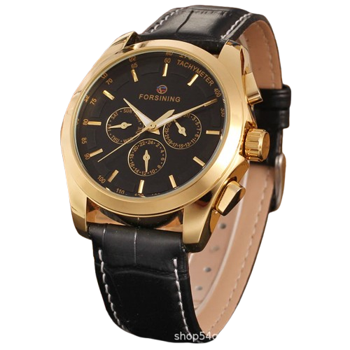 FORSINING Men's Automatic Mechanical Watch – Casual Style, Calendar, 24-Hour Display