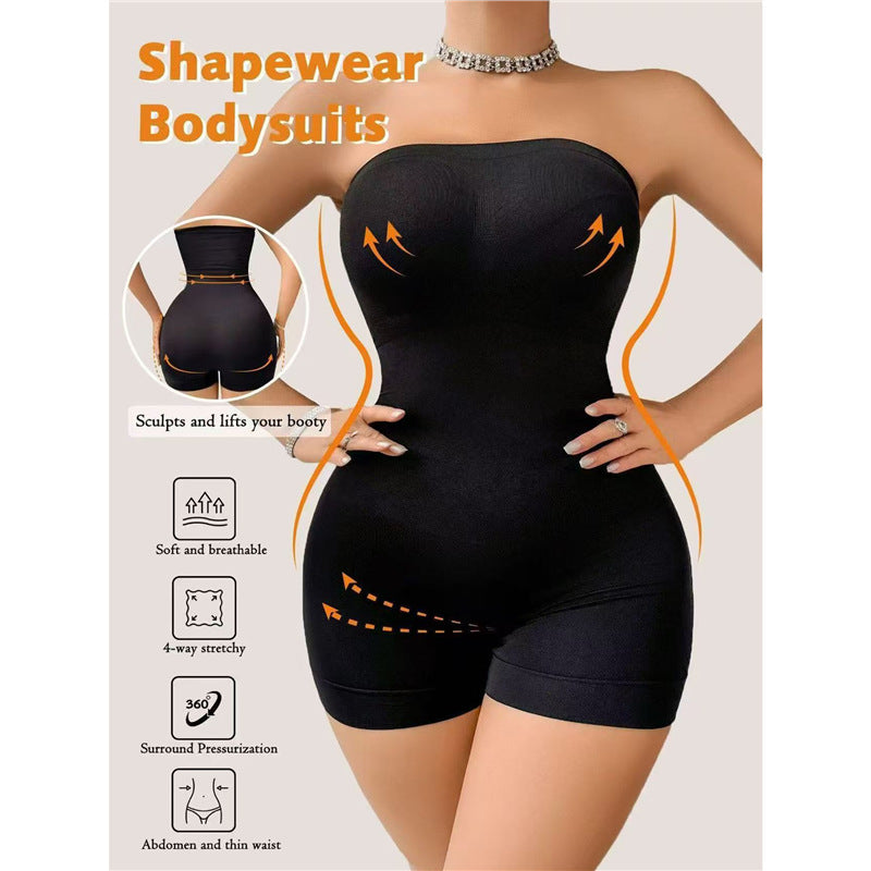 Cross-Border Tummy Control One-Piece Shapewear for Women, One-Shoulder Sexy Breast-Wrapping Waist-Lifting Butt-Lifting Corset Body-Shaping Clothing European and American Underwear