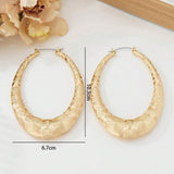 Retro Oval Metal Earrings for Women – Geometric Textured Fashion Jewelry