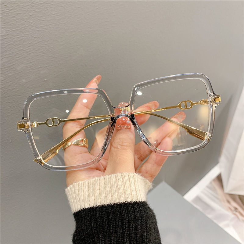 2023 in stock direct supply of anti-blue light Europe and the United States flat glasses goggles cross-border fashion large frame metal glasses frame