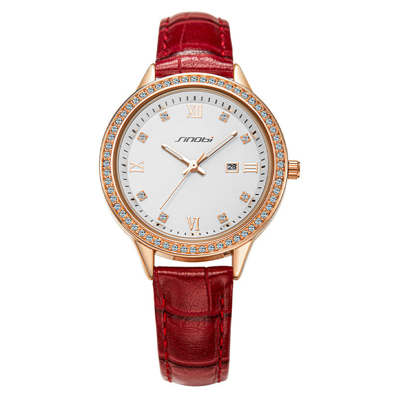 Sinobi Women's Luxury Quartz Watch – Diamond Accent, Waterproof