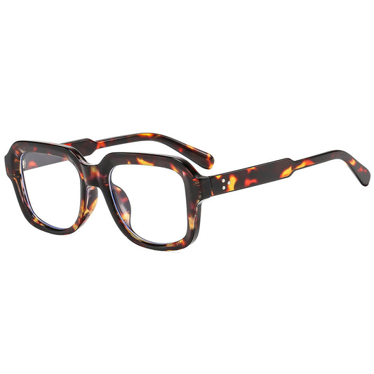 欧美时尚新款方形米钉简约素颜平光镜防蓝光个性眼镜架休闲眼镜框