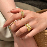 Medieval Leaf Zircon Ring – Gold Brushed Copper Statement Ring for Women