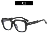 欧美时尚新款方形米钉简约素颜平光镜防蓝光个性眼镜架休闲眼镜框