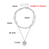 Round Pendant Layered Chain Necklace for Women – Elegant Punk Statement Jewelry
