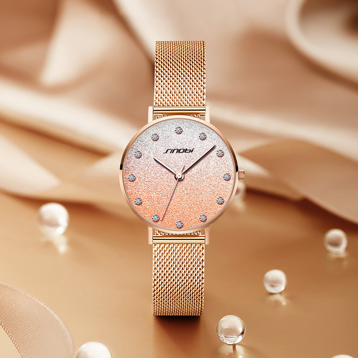 Sinobi Women's Gradient Starry Sky Watch – Stainless Steel, Quartz Fashion Timepiece