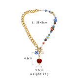 European and American Cross-border Bohemian Glaze Love Necklace Ethnic Style Elegant Pearl Collarbone Necklace Jewelry for Women