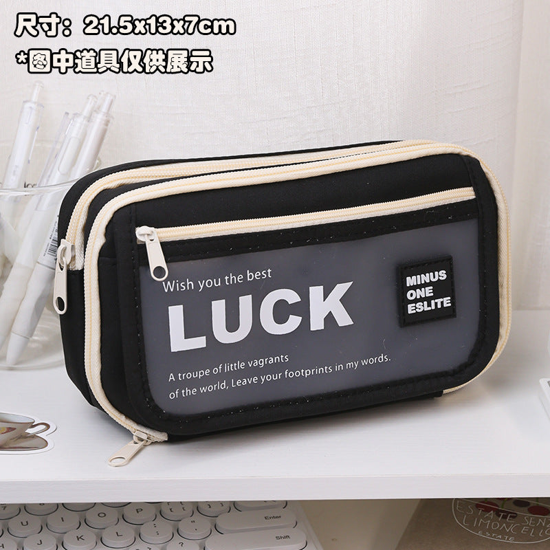 Stationery Pencil Case Large Capacity Flip Cover High-Looking Ins Student Pencil Case Junior High School Student Niche Men and Women Stationery Box
