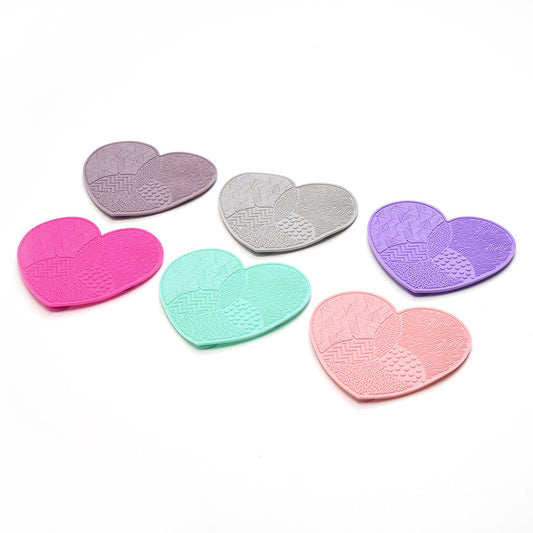 Heart-Shaped Silicone Makeup Brush Cleaning Mat - 4 pieces