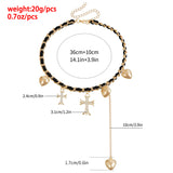 Cross Heart Pendant Necklace – Elegant Gold & Silver Clavicle Chain for Women