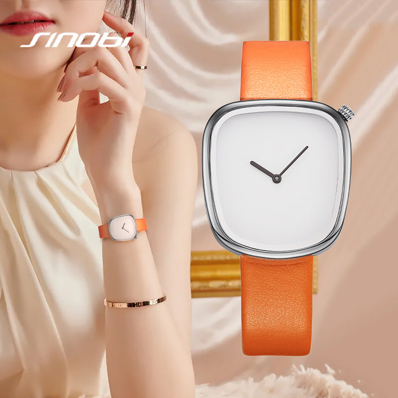 SINOBI Unisex Square Quartz Watch – Minimalist Waterproof Design with PU Strap