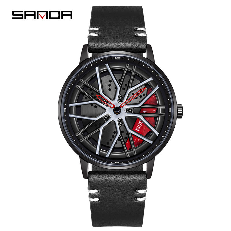 Sanda Classic Men’s Quartz Watch – Leather Strap, 30M Waterproof, Business Design