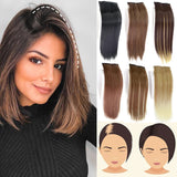 Brown Black Straight Hair Root Pad for Women – Fluffy Volumizing Insert Wig Piece