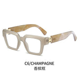 Marble Pattern Square Sunglasses with Blue Light Protection | Oversized Unisex Frame