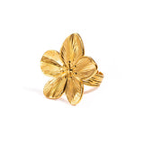 Gold Floral Statement Ring for Women – Adjustable Stainless Steel Blossom Design