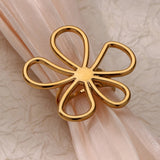 Gold Floral Adjustable Ring for Women – Stainless Steel Fashion Jewelry