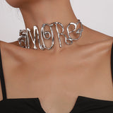 AMORE Letter Pendant Necklace – Retro Hip-Hop Style Statement Jewelry for Women