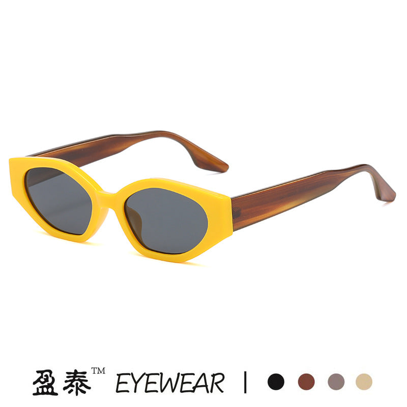 New European and American cross-border fashion sunglasses European and American personality color matching small frame cat eye sunglasses female sunglasses