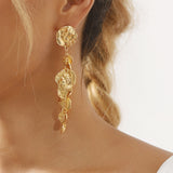 Geometric Tassel Earrings for Women – Retro Gold Long Metal Drop Jewelry