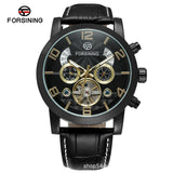 FORSINING Men’s Tourbillon Mechanical Watch – Multi-Function Leather Strap Timepiece