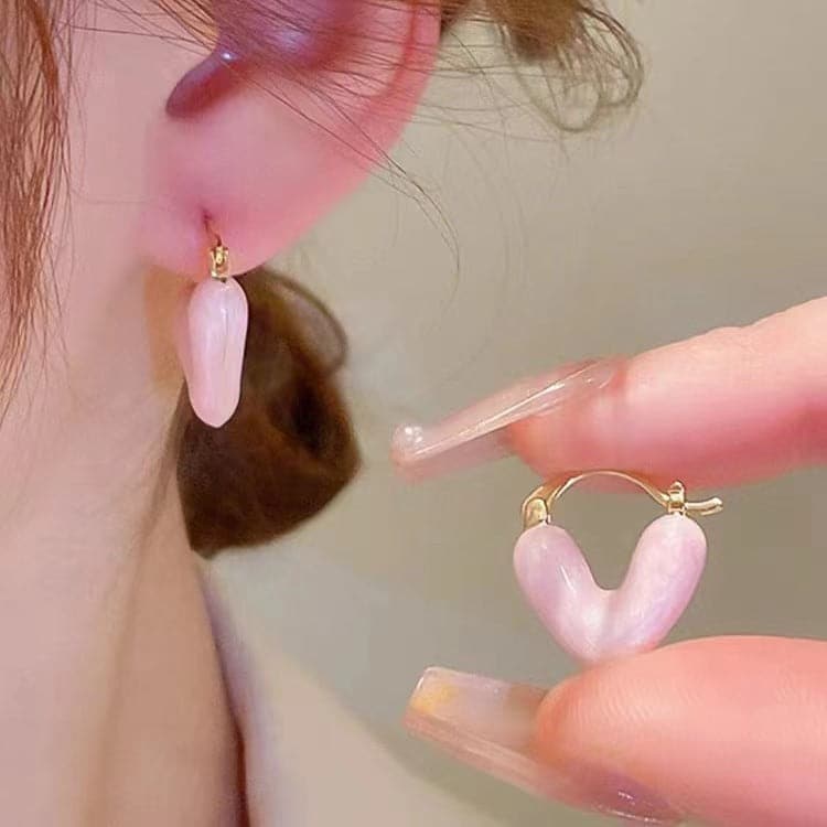 White Heart Design Hoop Earrings - Cute and Simple Jewelry for Daily Wear