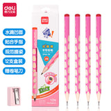 Deli elementary school student non-toxic hole pencil first grade kindergarten hb thick rod 2b hole pen triangle Rod wholesale