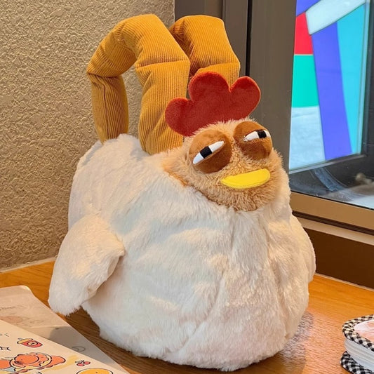 Cuckoo Chicken Plush Handbag – Cute Cartoon Shoulder Bag, Funny Animal Doll Purse