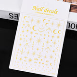 Golden Star & Moon Nail Stickers Set - 1 sheet