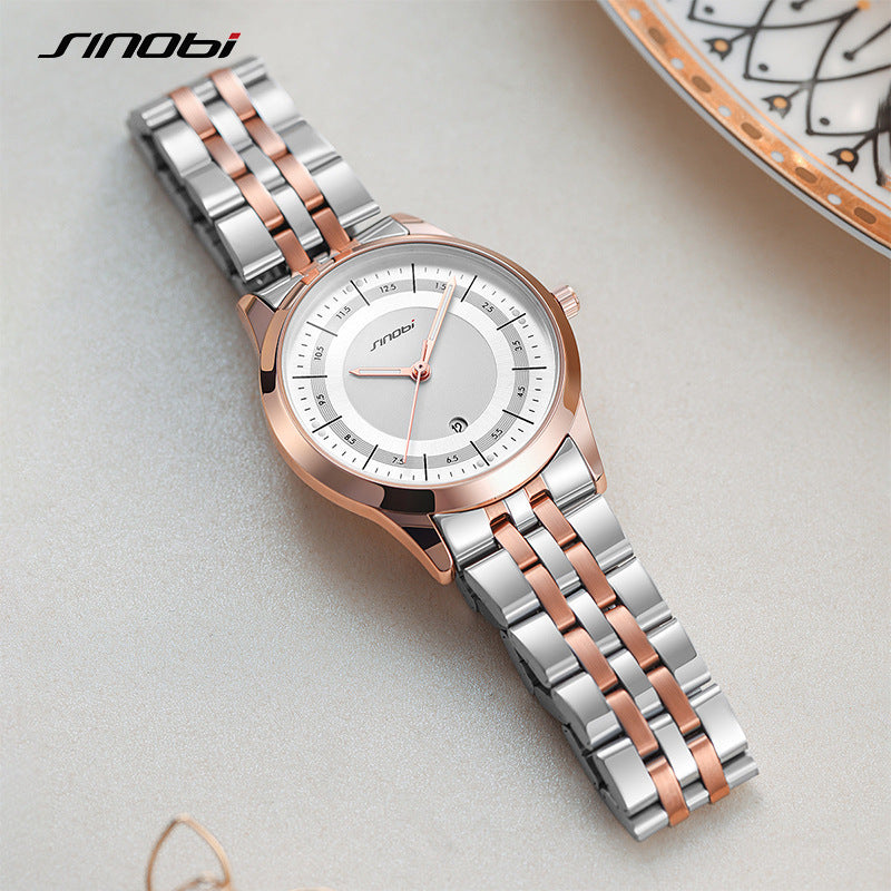 Sinobi Women's Quartz Watch – Waterproof Stainless Steel Fashion Wristwatch