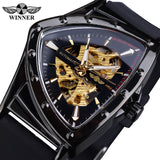Fosining Men's Skeleton Mechanical Sports Watch – Luminous Hands, Triangle Dial