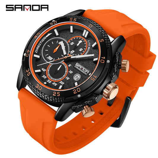 SANDA Men’s Chronograph Quartz Watch – Luminous Waterproof Sports Watch