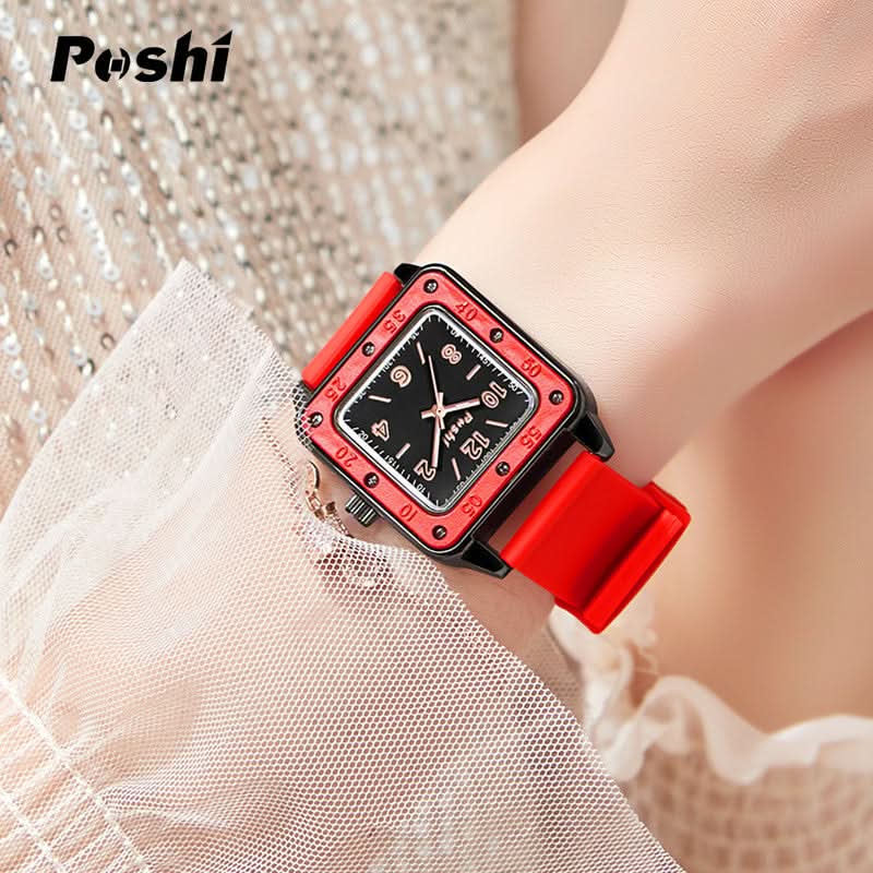 POSHI Women's Square Quartz Watch with Luminous Display