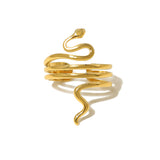 Gold Snake Zircon Ring for Women – French Titanium Steel Open Adjustable Jewelry