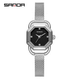 Sanda Women’s Octagonal Quartz Watch – Mesh Steel Band, Waterproof Casual Watch