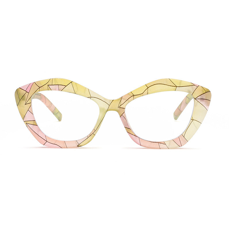 2025 Cross-Border New Asymmetrical Marble Pattern Anti-Blue Light Flat Mirror European and American Fashion Plain Glasses Frame