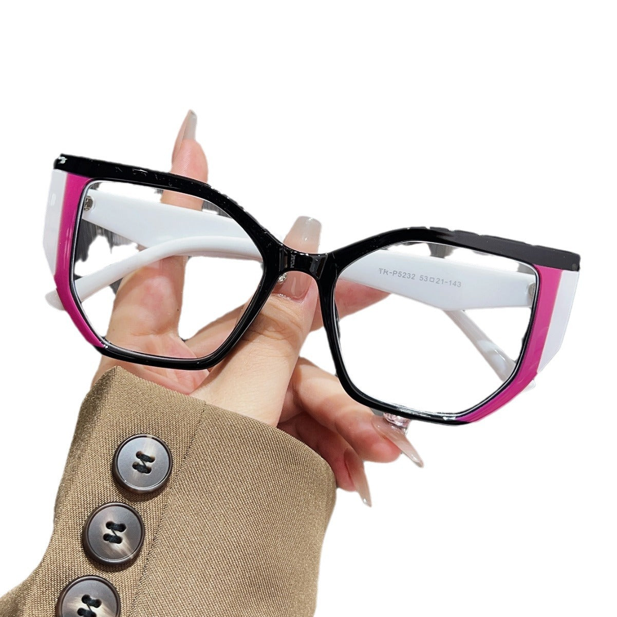 TR material cat's eye anti-blue light glasses women's fashion 2024 new European and American large frame plain cross-border non-power flat mirror